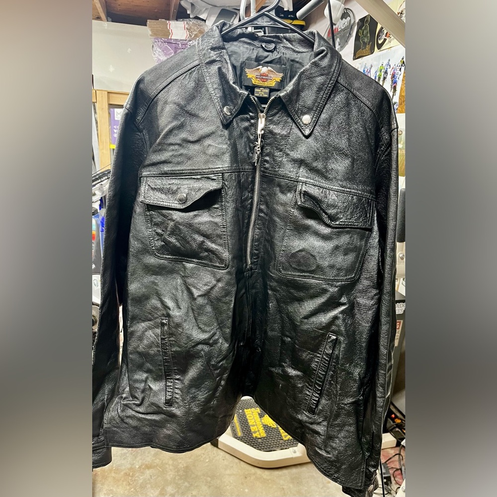 Leather 3/4 zip Harley Davidson Jacket
